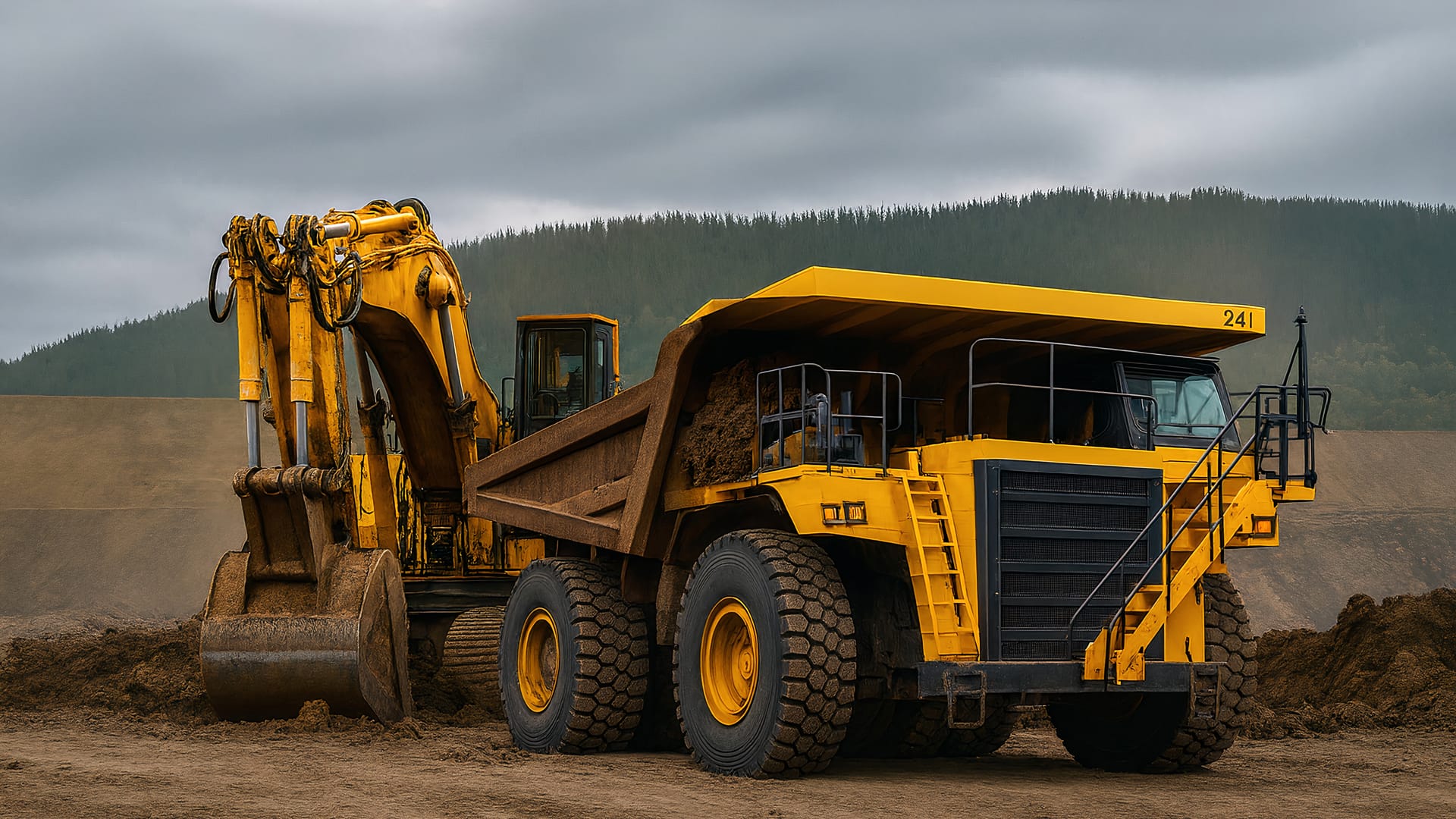 Heavy industrial machinery prepared for project work